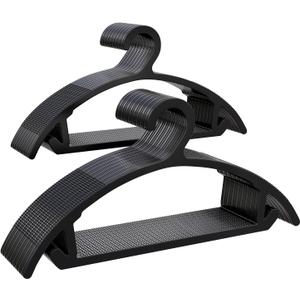 50 Pack Clothes Hangers, Non Slip Heavy Duty Plastic Hangers, Space Saving All-in-One Garment Hangers for Dresses Suits Jeans Knits, Hold Up to 11 LB Dry & Wet, 16.4" x 8.3", Black, UAPY0850B