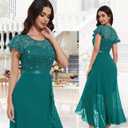 BeryLove Formal Dresses for Women 2026 Wedding Guest with Slit Cocktail Elegant Lace Long Prom Dress (Teal, XL)