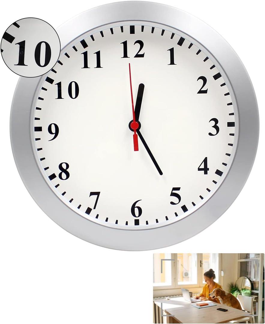 Hidden Camera Wall Clock, HD 1080P Security Spy Camera Clock with Motion Detection, Indoor Security Nanny Cam for Home Office, No Wi-Fi No Audio