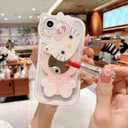 for iPhone 17 Pro Max Cute Cartoon Cat Case,Women Girls Kids 3D Bow Kawaii Cat Face Makeup Mirror Soft TPU Clear Protective Phone Cover for iPhone 17 Pro Max 6.9inch White