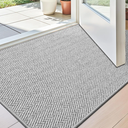 LUMI Ultra Thin Indoor Door Mat for Entrance 24"x36", Non Slip Entryway Mat, Low Profile Doormat, Unique Herringbone Design Carpet for Inside, Patio, Porch, Gray