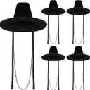 Mepase 5 Pcs Korean Traditional Gat Hats Halloween K-pop Theme Cosplay Costume for Men Anime Accessories Black Headwear Party Outfits