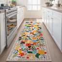 Joiedomi Hallway Runner Rug Washable 2'6''x8' Non Slip Kitchen Rug with Rubber Backing Soft Boho Floral Floor Carpet Runners for Entryway Laundry Bedroom Indoor (Beige)