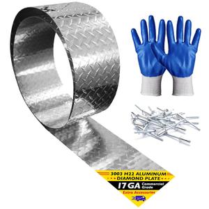 Aluminum Diamond Plate Sheet Metal 3003 H22 Corrosion & Rust Resistant 17 GA 0.045 Thick Commercial Grade Stone Guard for Cargo Trailer, RV, Camper 8 in x 120 in.