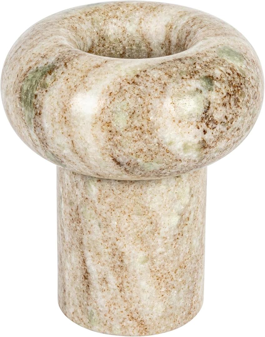 Round Marble Tealight Holder, Beige (4.0"L x 4.0"W x 4.8"H)