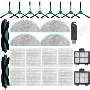LOVECO Replacement Parts Compatible for iRobot Roomba Combo Essential Y0140 Y0110 Q0120 Q0110, Q052 Combo Essential Vac 2, 2 Roller Brush, 8 Hepa Filters, 8 Side Brush, 2 Primary Filter, 4 Mop Pads (Origin)