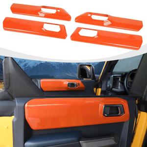 RAZPOY Inner Door Handle Panel Cover Trim Compatible with 2021-2026 Ford Bronco Orange Interior Accessories 4-Door