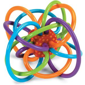 Manhattan Toy Winkel Rattle & Sensory Teether Toy, Blue/Green/Orange, 5 Inch x 4 Inch x 3.5 Inch