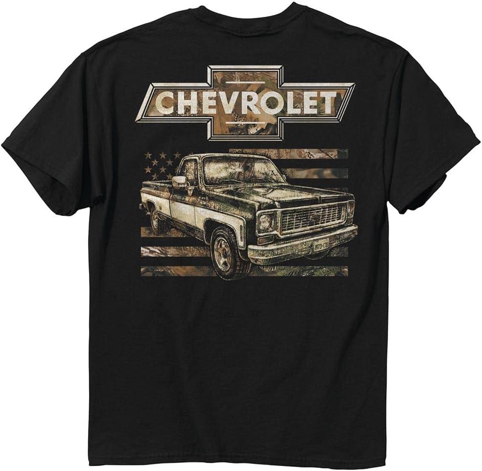 Buck Wear Chevy 73 Camo Flag T-Shirt-5 Oz Range (XX-Large, Black)
