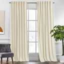 KGORGE Beige Velvet Curtains 102 inches Long 2 Panels, Velvet Blackout Curtains for Bedroom Living Room, Soft Room Darkening Thermal Insulating Window Drapes, Back Tab Rod Pocket, W52 x L102
