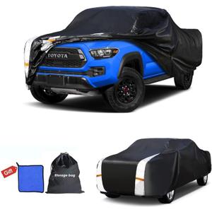 Car Cover Waterproof All Weather, Truck Cover Universal Fit Toyota Tacoma/Tundra, Ford F Series, Chevy Silverado/Colorado, GMC Sierra, Dodge Ram, Nissan Frontier etc, See Chart(Length 211"-220").