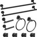 Cilee 10 Piece Matte Black Bathroom Accessories Set, 24inch Black Towel Bar Ring+Toilet Paper Holder+ Robe Towel Hook SUS304 Stainless Steel Bathroon Hardware Set
