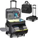 Rolling Teacher Tote Bag for Women Men,Large Tote Bag With Detachable Wheels Trolley,15.6 Inch Laptop Wheeled Teacher Bag for Work Office (Black)