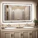 LED Mirror for Bathroom, 60x36 Inch Backlit + Front Lighted Bathroom Vanity Mirror with Lights for Wall, Double Light Strips, 3 Colors, Shatter-Proof, Anti-Fog and Brightness Memory