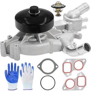 AW5104 Water Pump with Thermostat for 4.8 5.3 6.0 1999-2006 Chevy Silverado Tahoe Suburban GMC Sierra Yukon Cadillac Buick Hummer Isuzu Saab Replace# AW5087 252-845 12456113 12458935