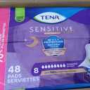 Tena Sensitive Care Incontinence Pads, Bladder Control, Postpartum for Women, Overnight Absorbency, Extra Coverage, 48 Count