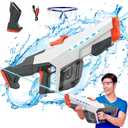 Skirfy Electric Water Gun for Adult Kids, Outdoor Automatic Water Suction Water Squirt Modular Battery, Larger Water Guns Summer Beach Swimming Pool Backyard Lawn Party GamesGrey