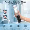 Portable Bidet for Travel, Rechargeable Travel Bidet Sprayer Fits Various Sizes of Water Bottles, Waterproof High Pressure Handheld Bidet for Women Men Personal Hygiene, Black
