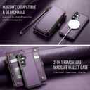 Defencase for Galaxy S26 Magnetic Wallet Case Compatible with Magsafe with RFID Blocking Zipper & Card Holder for Women Men, PU Leather Detachable Phone Case for Samsung Galaxy S26 6.3 inches, Purple