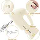 Handmixer Electric Handheld - 7 Speed Portable Kitchen Mixer Electric with 5 Stainless Steel Accessories Whisk, Food Beater for Whipping Mixing Cookies Cakes Eggs, Beige