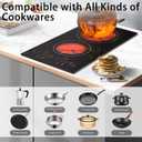 Karinear 2 Burners Electric Cooktop, 120v Plug in Ceramic Cooktop, 12 Inch Countertop & Built-in Electric Stove Top with Child Safety Lock, Timer, Over-Temperature Protection, Sensor Touch Control