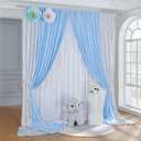 Wrinkle Free 10ft x 5ft White Backdrop Curtain &10ft x 5 ft Baby Blue Backdrop Curtain&4ft x 10 ft Silver Sequin Backdrop Curtain for Baby Shower, Wedding, Birthday, Graduation Party Decoration (120"W x 288"L (Pack of 6))