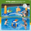 Pool Volleyball Set & Basketball Hoop - 125" Larger Pool Volleyball Net for Inground Includes 2 Balls & 2 Weight Bags, Pool Toys Game for Adults - Volleyball Court (125"x38"x30")