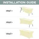 CWK 8FT Waterproof Stretch Spandex Table Cover for Rectangular Tables - Elastic Fitted Tablecloth for Folding Tables,Wrinkle Resistant Table Cloth for Parties, Weddings, Banquets & Events (Beige)