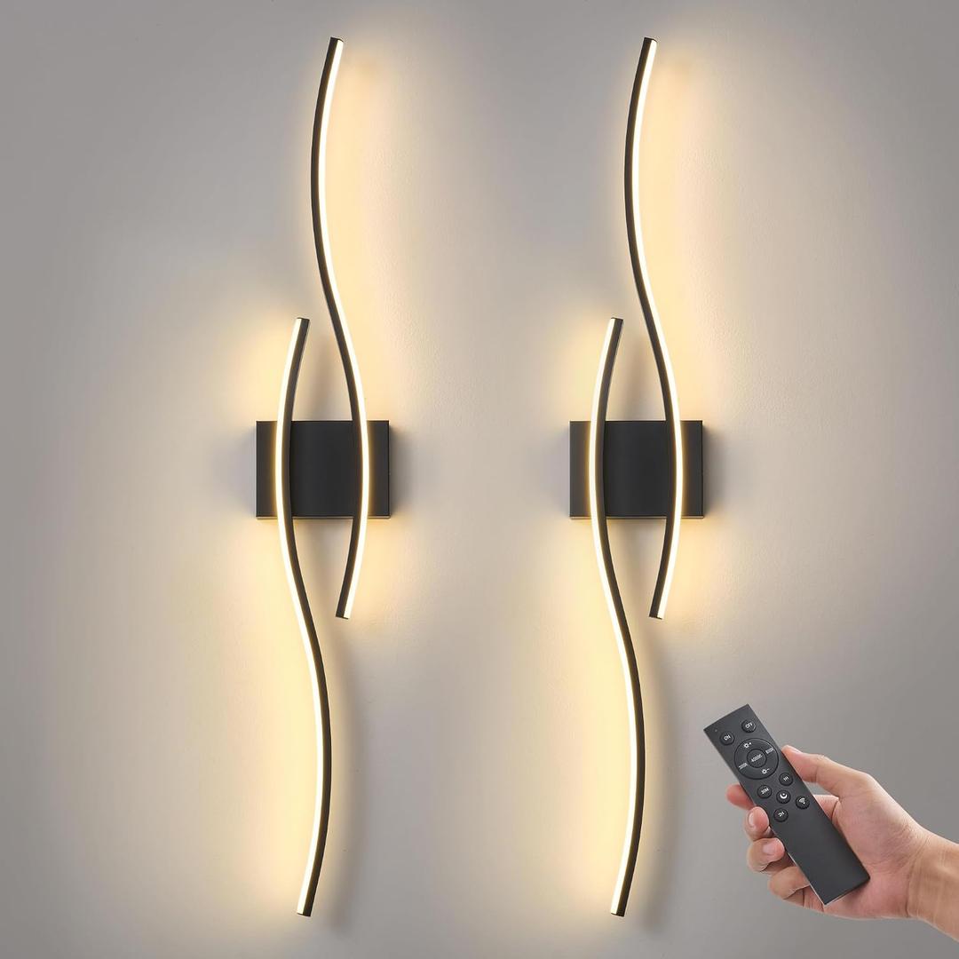 Wireless Wall Sconces Set of Two, Dimmable, 3CCT, Up to 65H Runtime, 31.5 inches
