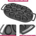 Oyster Grill Pan, Cast Iron Multi-Functional Grill Pan for Oysters and Scallop, Matt Enamel, 12 Cavities, for BBQ Seafood Party Outdoor Cooking