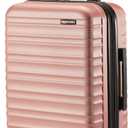 Amazon Basics 21" Hardside Carry-On Luggage, Hardshell Suitcase With Wheels, Expandable For Up to 25% More Space, With Scratch-Resistant Surface, Four Multi-directional Wheels, Rose Gold