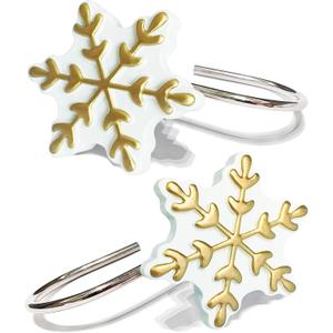 CHICTIE 12-Pack Gold Snowflake Shower Curtain Hooks