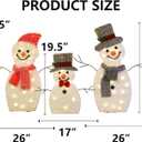 Dazzle Bright Snowman Christmas Decorations, 3-Piece Light Up 2D Snowman Family, 60 L Snowman Waterproof for Indoor or Outdoor Garden Yard Lawn Holiday Party Decor (Plush)