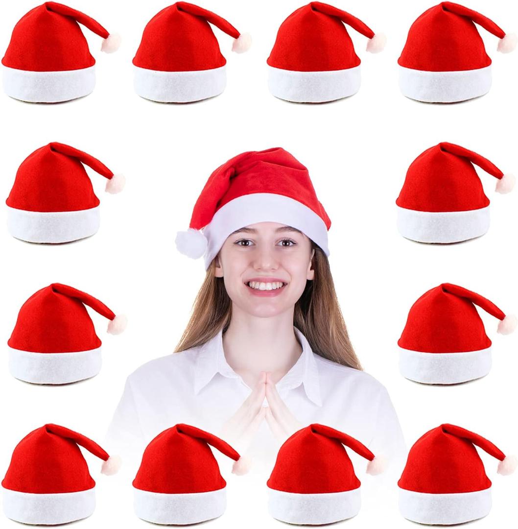 MNKXL Santa Hats Bulk for Adults,Christmas Hats Plus Size,Mens Womens Thickened Red Santa Claus Hat for Xmas Party