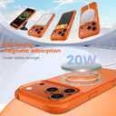 Magnetic Ring Stand Case for iPhone 17 Pro, Orange | 120° Opening Angle, N52 Magnetic Grip, Full Drop Protection—Hands-Free Stand for Video Calls and More