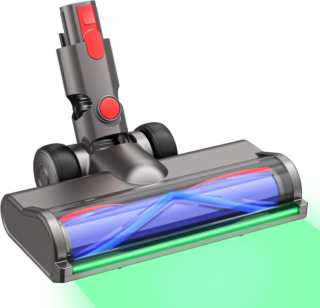Vacuum Head Attachment Compatible with Dyson V7 V8 V10 V11 V15 Gen5 Cordless Vacuums, Upgraded with Full-Area LED Green Light, Quick-Release Design for Hard Floors and Low-Pile Carpets