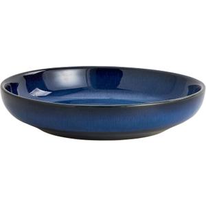 Transmutation Glaze Serving Pasta Bowl,10 inch Ceramic Wide Salad Bowls,50 Ounce Large Big Fruit Bowl for Kitchen, Microwave Oven Dishwasher Safe (Blue)