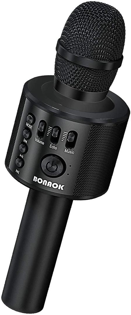 BONAOK Wireless Bluetooth Karaoke Microphone,3-in-1 Portable Handheld Karaoke Mic Speaker Machine Home Party Birthday for All Smartphones Q37 (Black)