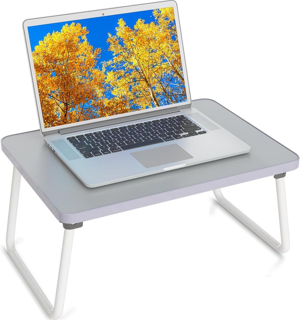 Lap Desks Laptop Tray for Bed or Couch,Portable Breakfast Serving Tray with Folding Legs,Foldable & Lightweight Mini Table, Laptop Stand for Working, Reading and Writing,Gray