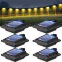 Gutter Solar Patio Decor Lights, 40 LED Deck Outdoor Waterproof Fence for Wall Backyard Porch, Pool, Step Stairs, Yard, Garden, Pathway (6 Pack-Black, Warm White)