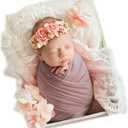 Coberllus Newborn Baby Photo Props Blanket Stretch Without Wrinkle Wrap Swaddle for Boy Girls Photography Shoot (Light Brown)