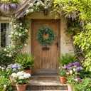 24 Inch Eucalyptus Wreath for Front Door, Large Artificial Greenery Wreaths with Olive Leaves and Berries, Farmhouse Spring Summer Decor for Porch, Wall, Window, All Season