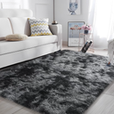 AIMECO Area Rugs for Living Room Bedroom, 4X6 Ft Shag Fluffy Rug Black Carpet ，Machine Washable Indoor Carpet for Kids Girls and Boys, Dorms, Nursery Rooms,Room Decor Aesthetic,Tie-Dyed Dark Grey