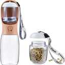 Dog Water Bottle with Food Container, Travel Puppy Water Bowl, Portable Pet Dispenser, Dog Gift Stuff Accessories Items, Puppy Essentials Necessities for Yorkie Cat Walking and Hiking