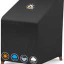 Zettum Stackable Patio Chair Cover - 600D Outdoor Chair Cover Waterproof & Heavy Duty, Lawn Furniture Stacking Seat Cover for 4 - 6 Outdoor Stackable Dining Chairs - 28 x 36 x 47 Inch (Black - 1 Pack)