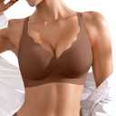 Seamless Wireless Bra for Women with Support - No Underwire Full Coverage Push Up Comfort Bras(Coffee,S)