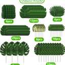 Jungle Party Decorations, 78 Pieces 8 Kinds Artificial Palm Leaves Green Tropical Leaves with Stems Jungle Leaves Decorations Palm for Hawaiian Luau Party Jungle Beach Table