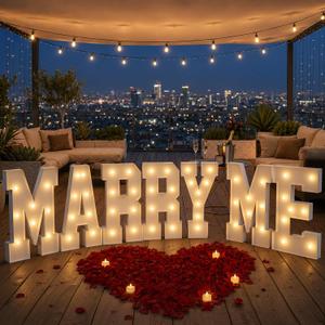 Marry Me Light Up Letters Yellow Light Marry Me Signs 3FT for Proposal Engagement Wedding Decor, 7pcs