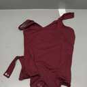 REORIA Butsmooth Women's Trendy Sexy Plunge One Shoulder Sleeveless V Backless Going Out Tank Bodysuits Tops (Burgundy), S