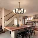 Dining Room Light Fixtures Over Table 12 Light Black Gold Chandelier, 33.86 inches